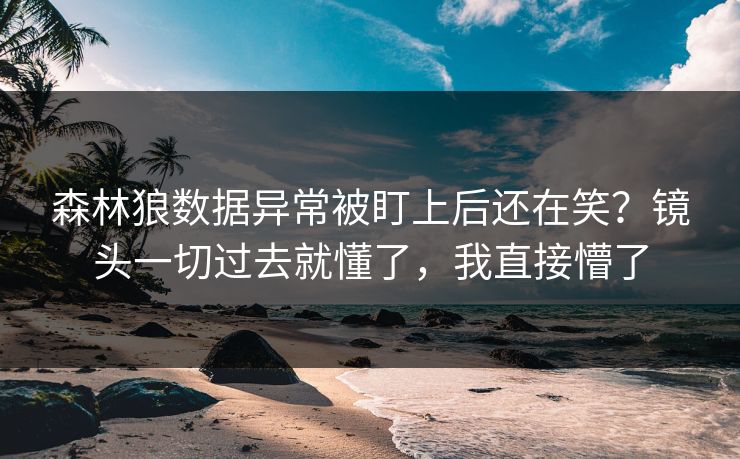 森林狼数据异常被盯上后还在笑？镜头一切过去就懂了，我直接懵了