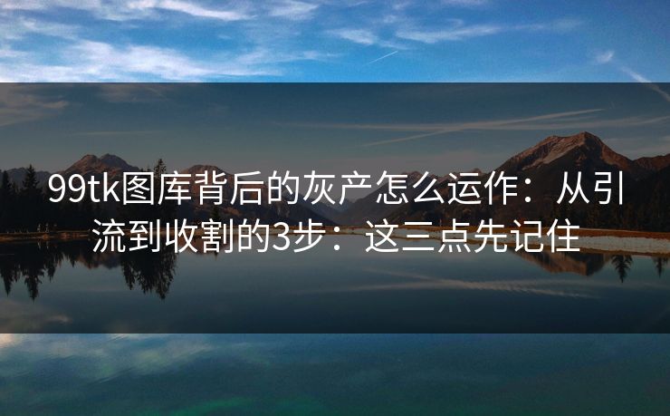 99tk图库背后的灰产怎么运作：从引流到收割的3步：这三点先记住