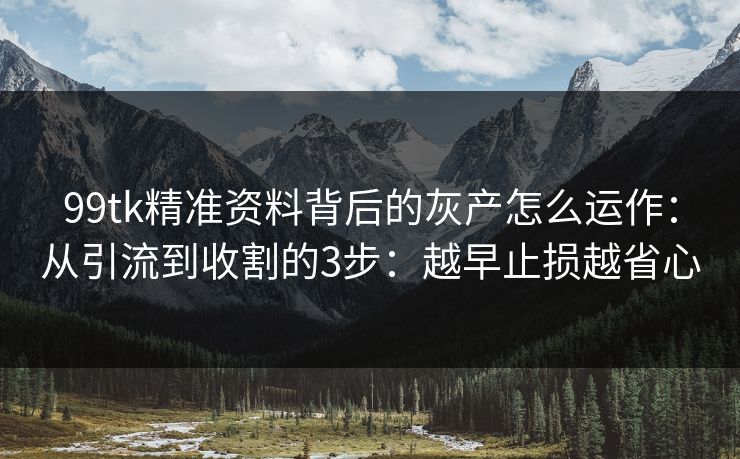 99tk精准资料背后的灰产怎么运作：从引流到收割的3步：越早止损越省心