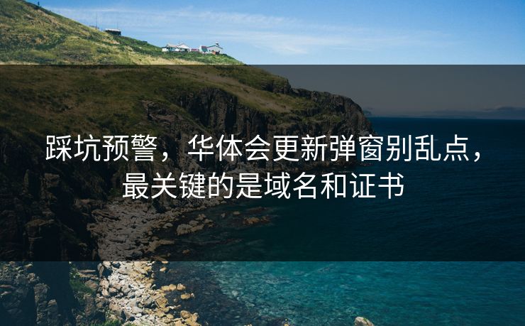 踩坑预警，华体会更新弹窗别乱点，最关键的是域名和证书