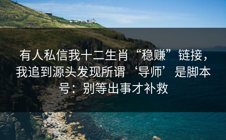 有人私信我十二生肖“稳赚”链接，我追到源头发现所谓‘导师’是脚本号：别等出事才补救